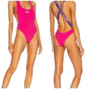 Off-White Logo-Tape Swimsuit Fuchsia/White Size 40/ Small